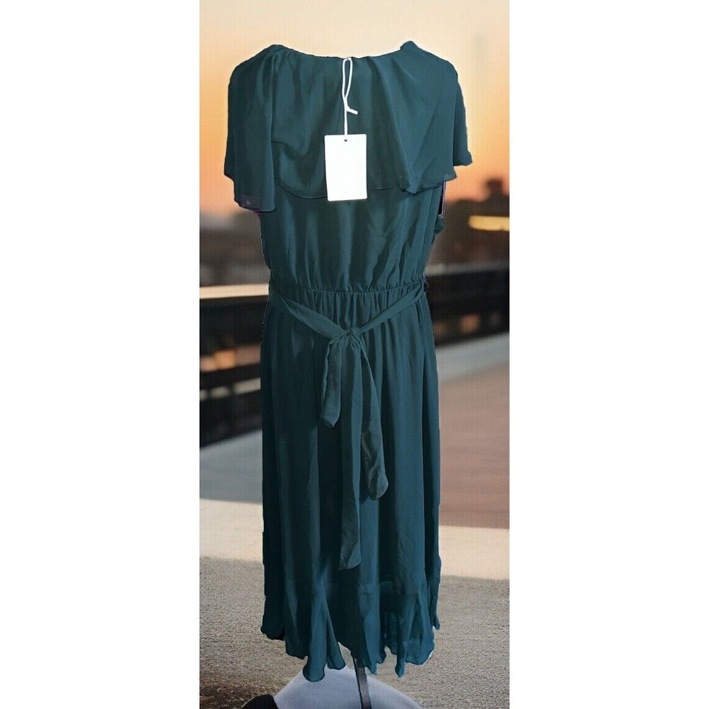 show me your mumu samantha ruffle wrap dress Forest green Chiffon 1X - Picture 8 of 10